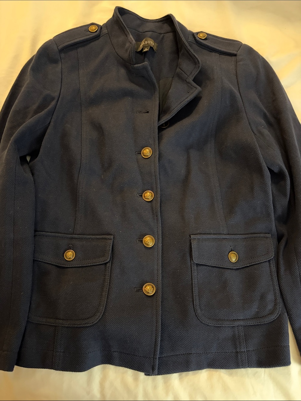 Talbots Navy Military-Style Blazer with Gold Buttons